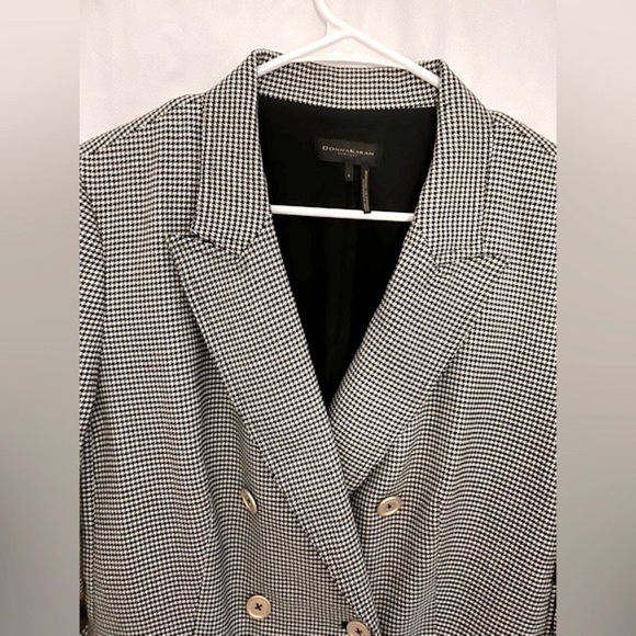 Donna Karan Houndstooth Lined Double Breasted Old Money Blazer Jacket Size L - Picture 3 of 16